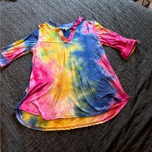 White Birch Tie-Dye‎ Blouse - Multicolor
